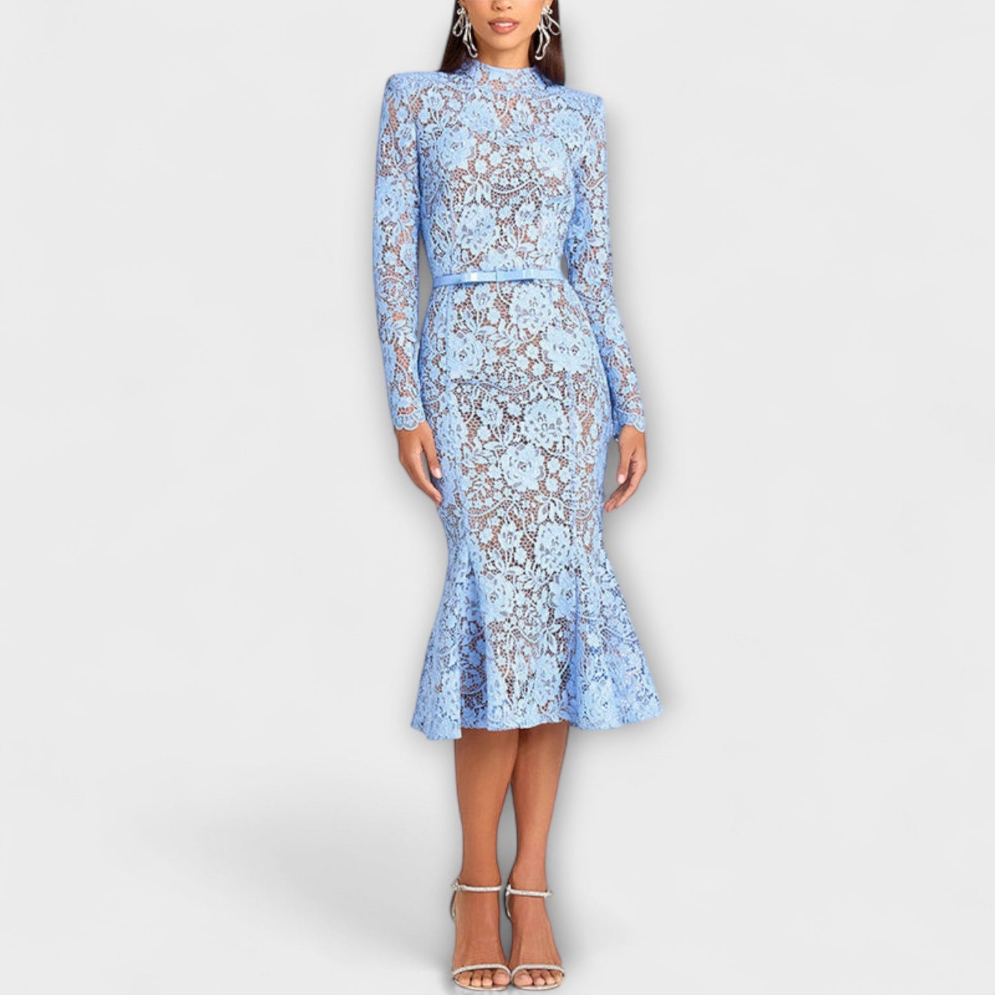 Freya - Elegant Midi Dress Made of Floral Lace
